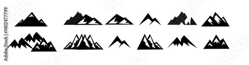 Black silhouette mountains outline vector illustration, vector illustration
