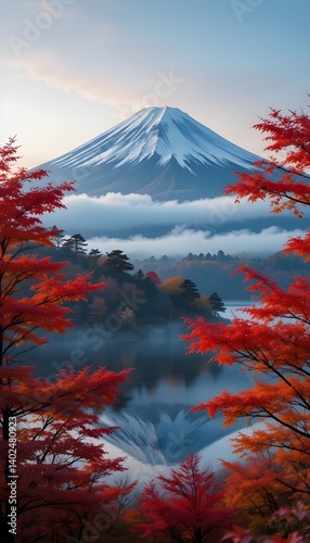 mount fuji in autumn