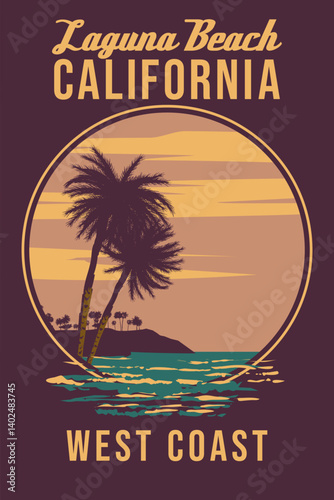 Retro Poster Laguna Beach California West Coast