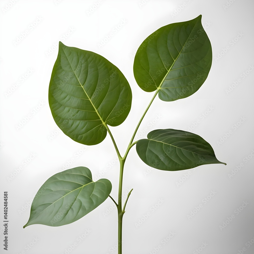 Naklejka premium Lush Green Leaves on a Branch