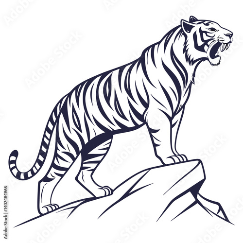 Majestic tiger on a rocky peak