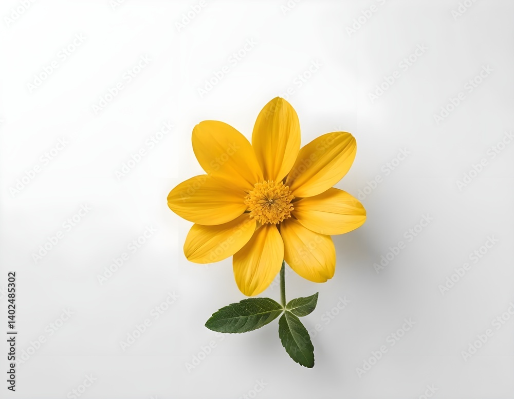 Fototapeta premium Single Yellow Flower on White Background