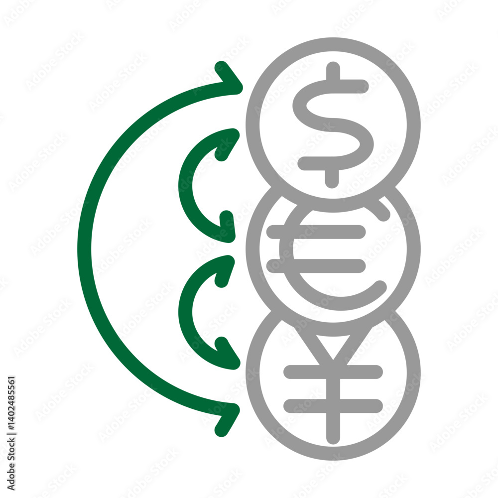 Foreign Exchange (Forex) Trading Vector Line Dark Green Grey Icon Design Foreign Exchange (Forex) Trading Vector Line Dark Green Grey Icon Design