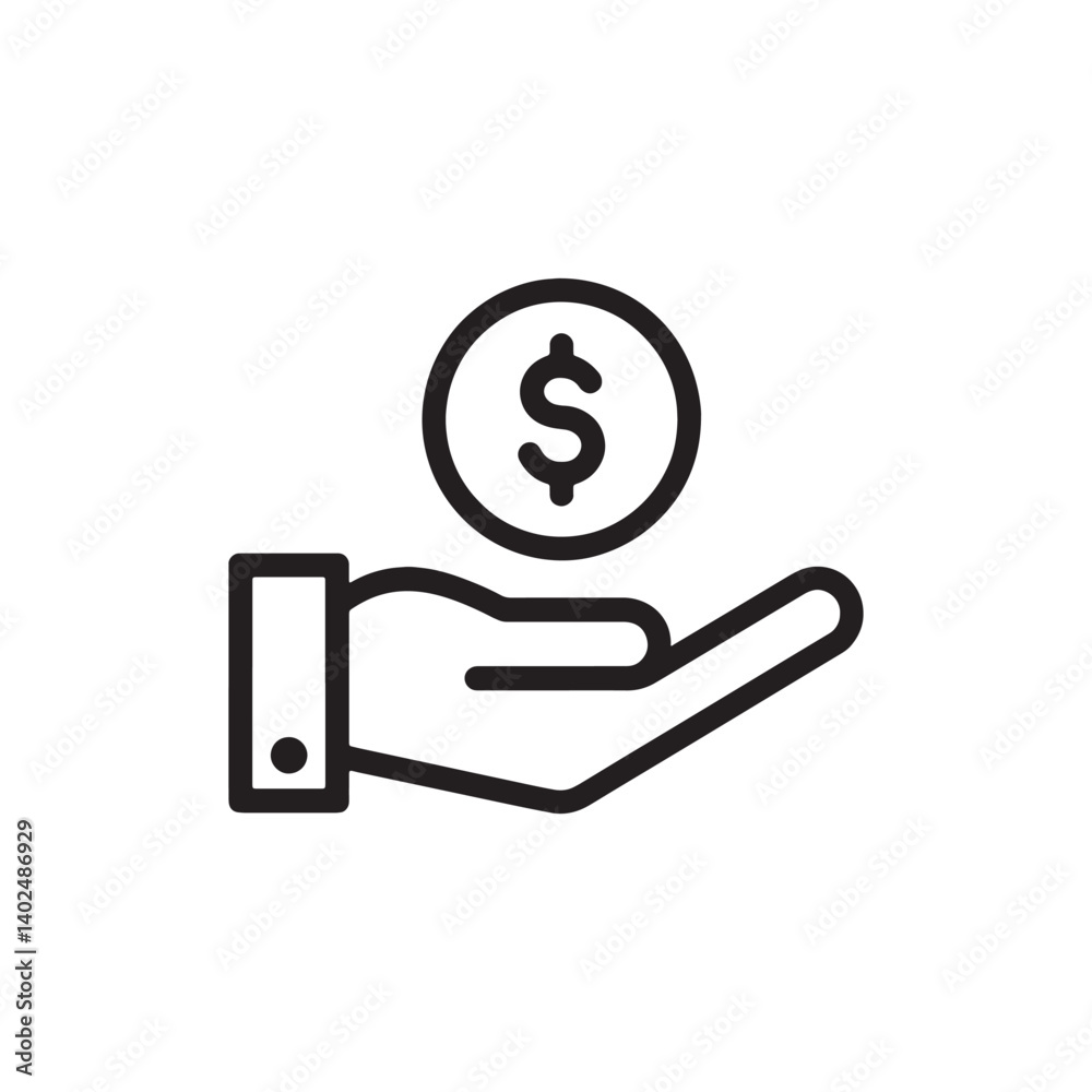 Hand Holding Dollar Sign Icon Representing Finance and Payment Editable Vector Illustration Isolated on a White Background Hand Holding Dollar Sign Icon Representing Finance and Payment Editable Vector Illustration Isolated on a White Background
