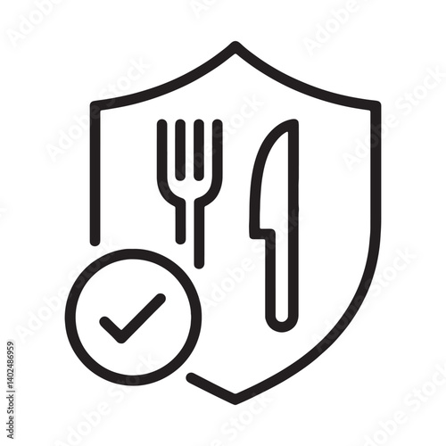 Food Safety Shield Icon Representing Healthy Eating and Protection Editable Vector Illustration Isolated on a White Background