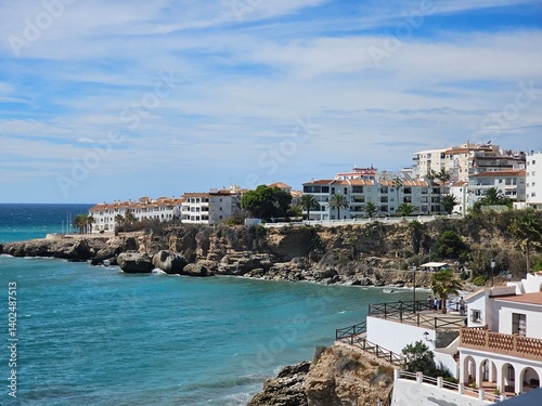 Nerja,Spain - October 10, 2024: View of the town of Nerja, in Malaga, Andalucia, Spain