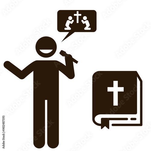 character vector illustration giving christian gospel preaching