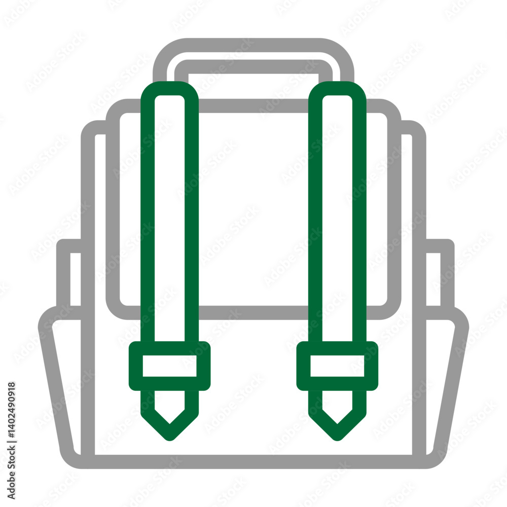 Backpack Vector Line Dark Green Grey Icon Design Backpack Vector Line Dark Green Grey Icon Design