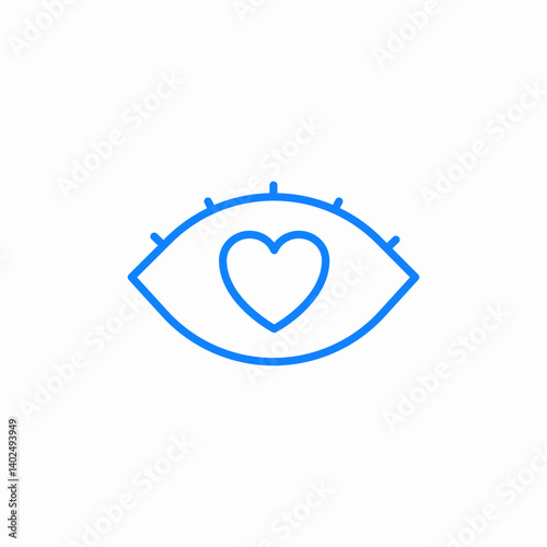 Love heart eye vision icon vector sign
