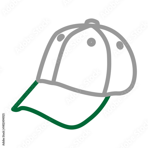 Sports Cap Vector Line Dark Green Grey Icon Design
