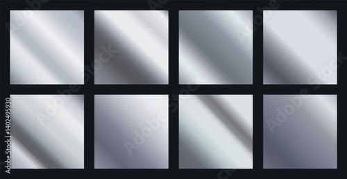 Set of 8 pcs. aluminum backgrounds texture - Vector illustration