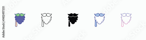 Photo Booth Props icons set in different style vector stock 