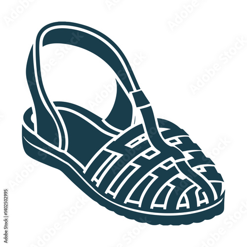 Huarache Sandal Leather sandal with woven sole pattern, minimalist strap details