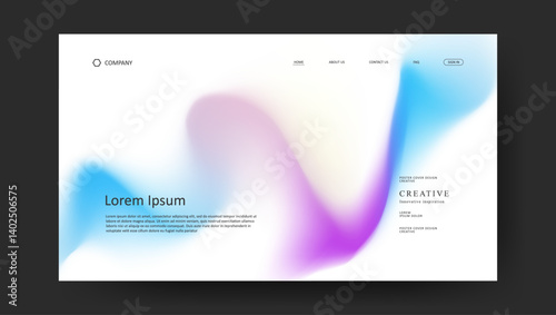 Abstract wave futuristic design of landing page. retro fluid gradient website design