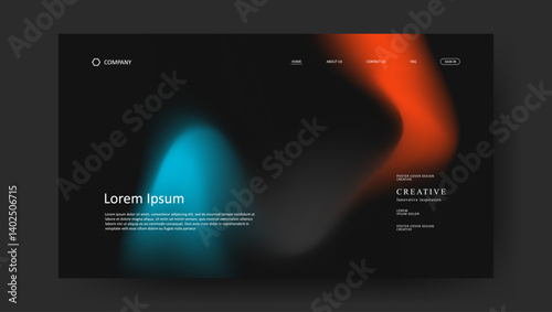 Abstract wave futuristic design of landing page. retro fluid gradient website design