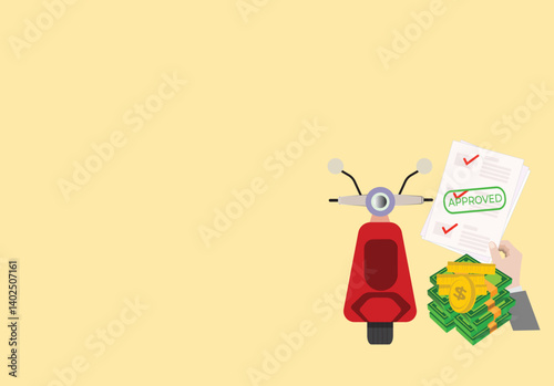 Approved motorcycle loan with motorcycle icon.Motorbike loan
