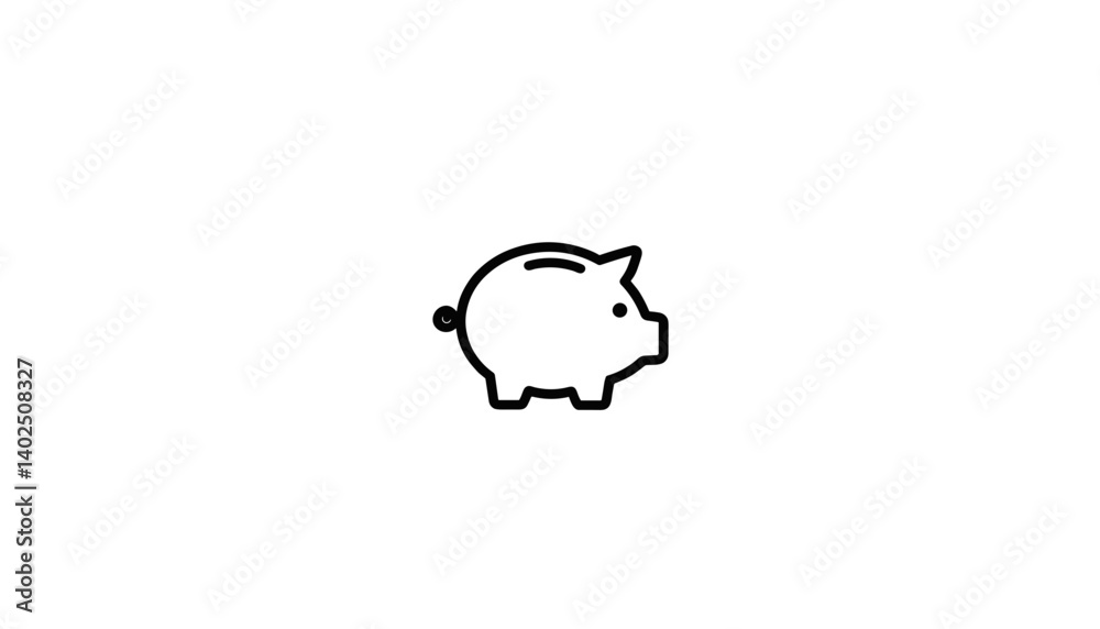 Minimalist piggy bank icon for financial savings concept Minimalist piggy bank icon for financial savings concept