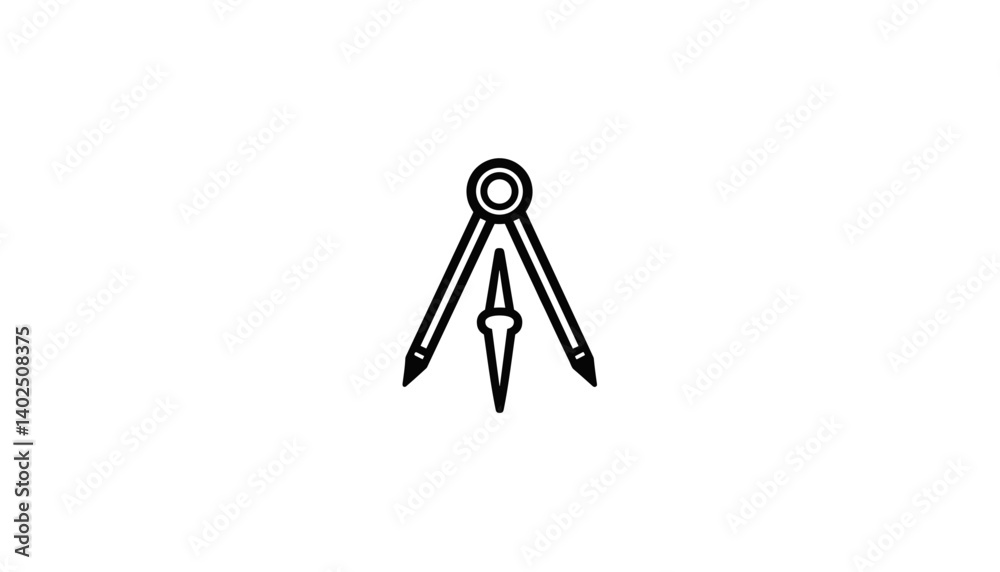 Compass Tool Icon in Minimalist Style on White Background  