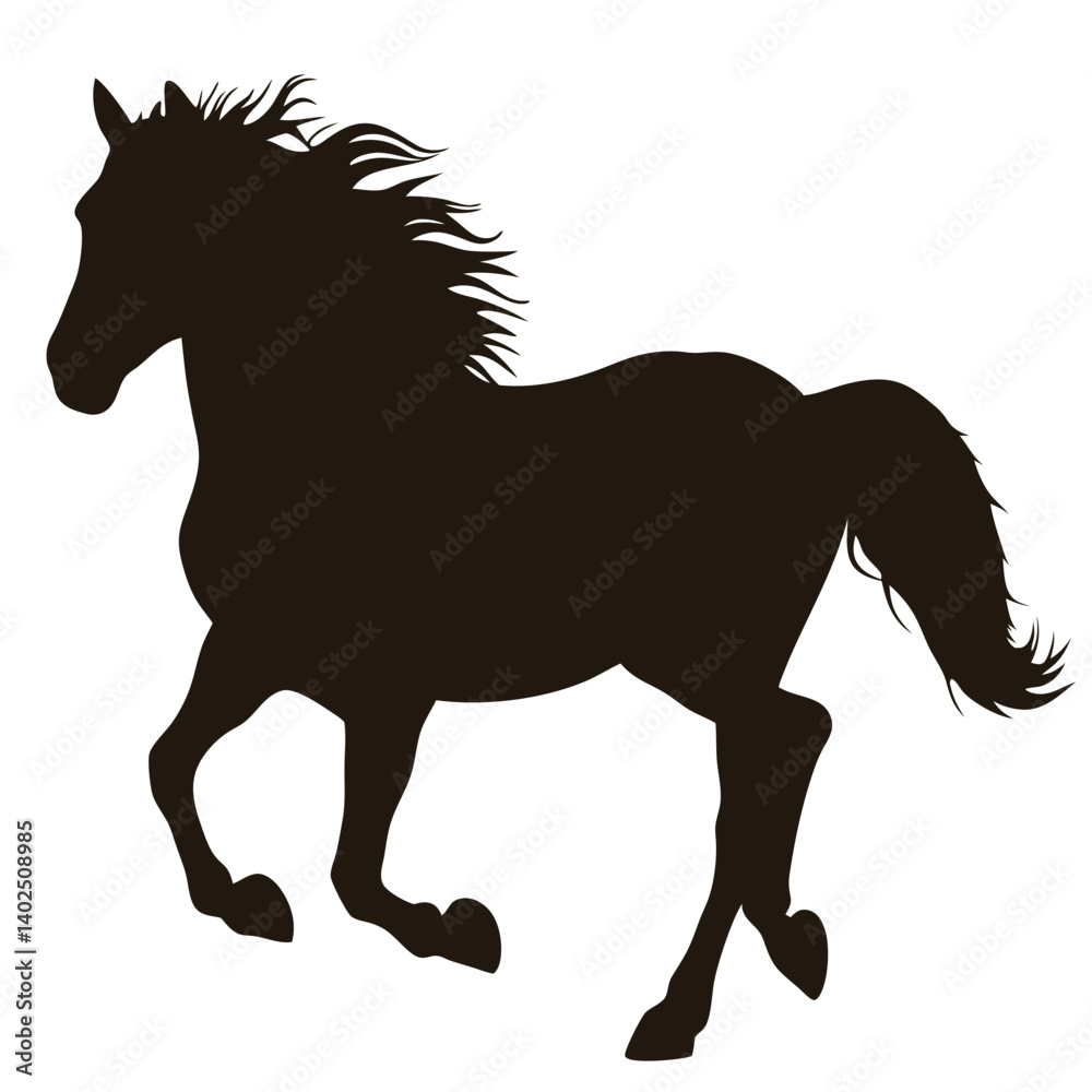 Obraz premium Black horse silhouette vector illustration of a running stallion
