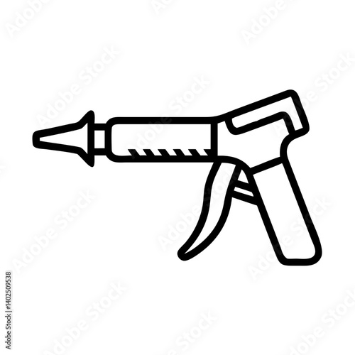 Caulking gun illustration in black and white design