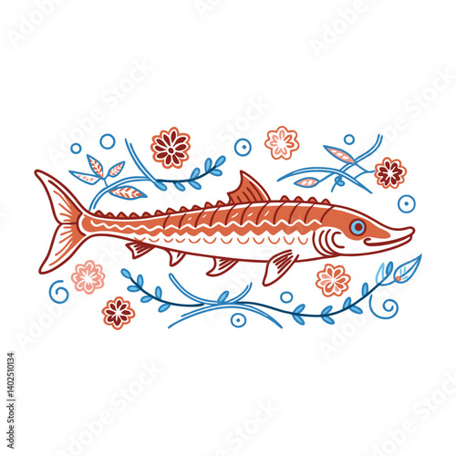 Happy Stuergon Fish - EPS Vector File Symbol Minimalist Design