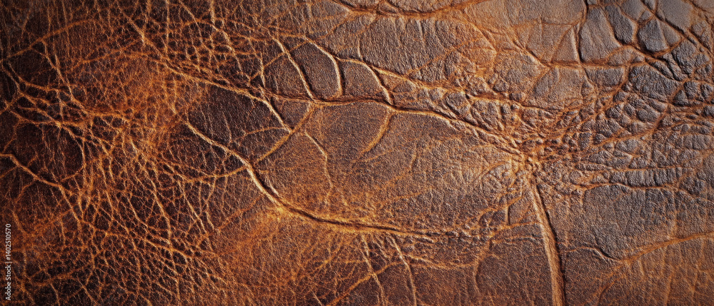 Fototapeta premium Cracked structured leather modern brown design as background texture