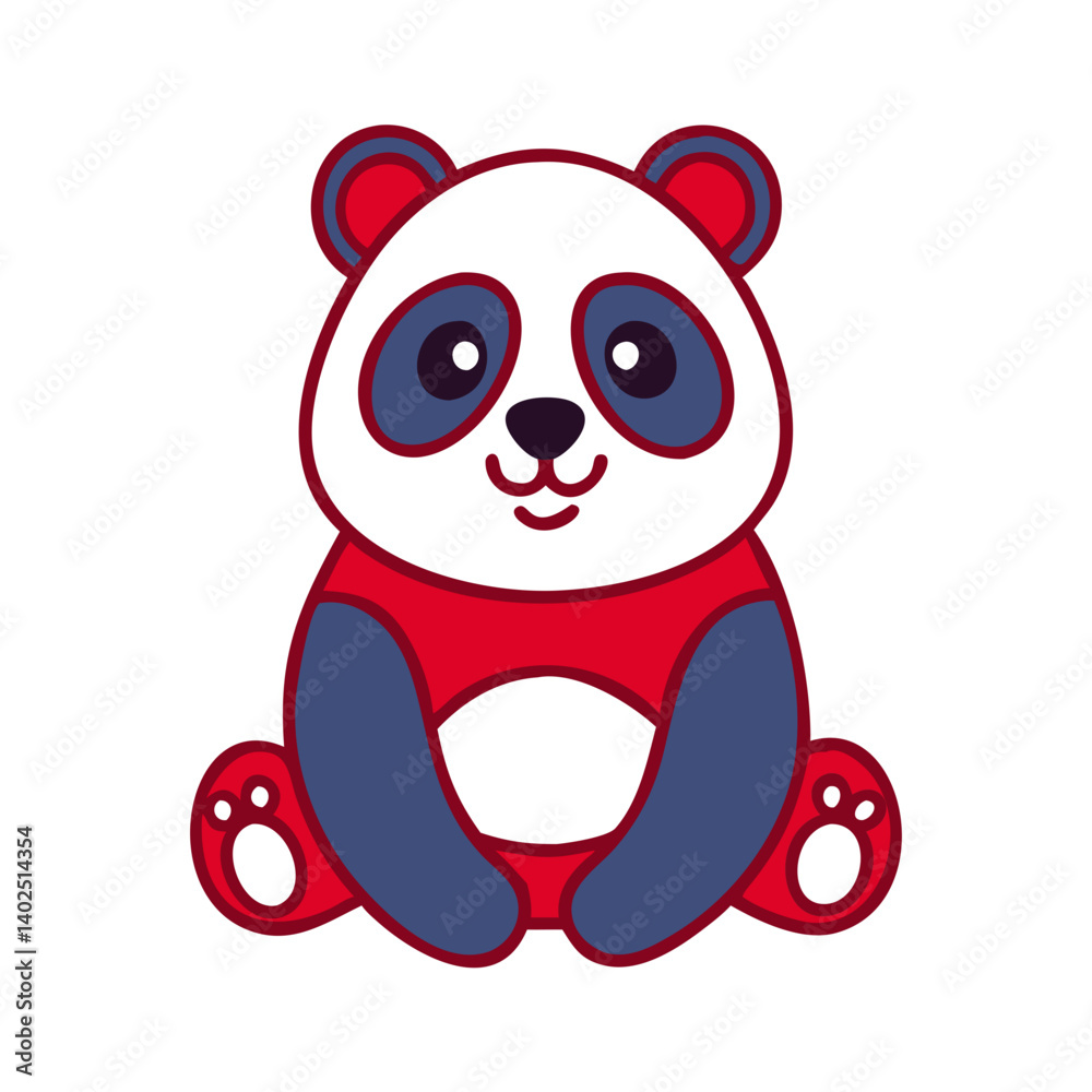 Obraz premium Cute panda illustration sitting in a playful design style 