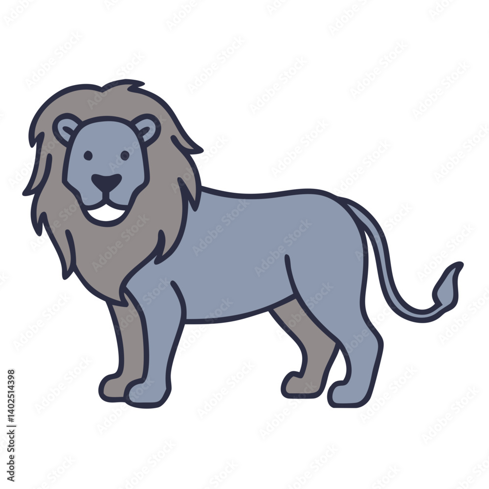 Fototapeta premium Cartoon lion character with a friendly expression 