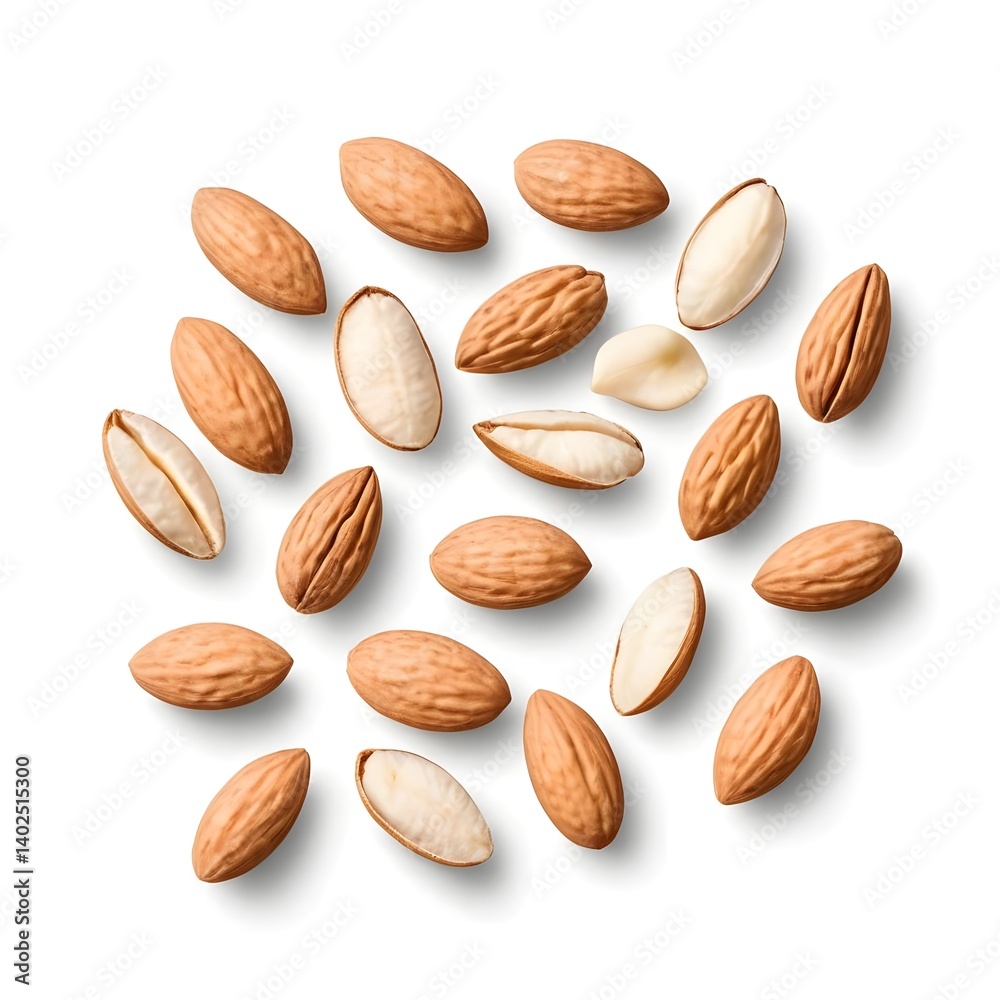 Obraz premium Scattered Almonds, Top View
