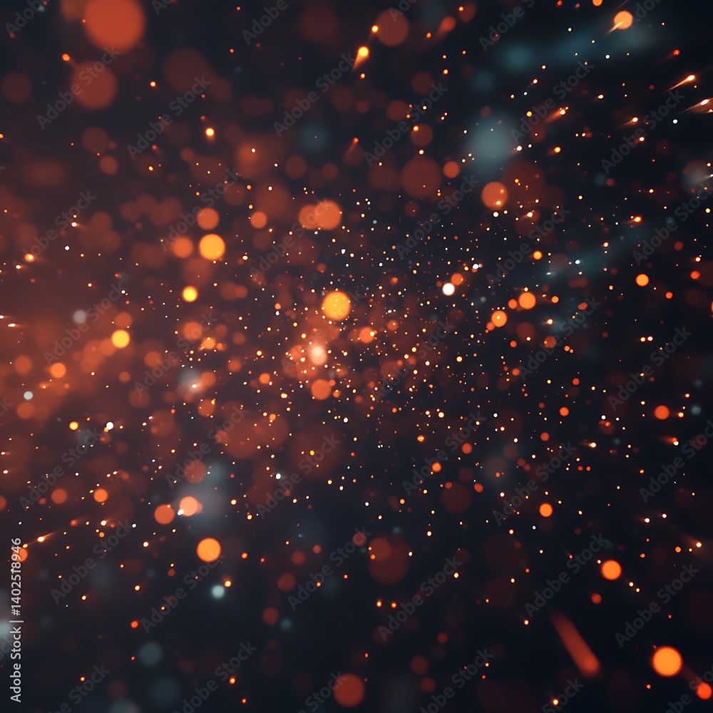Fototapeta premium Abstract background with bokeh lights in dark orange and black colors.