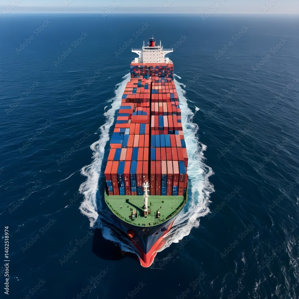 Fototapeta premium Container Ship at Sea, Aerial View