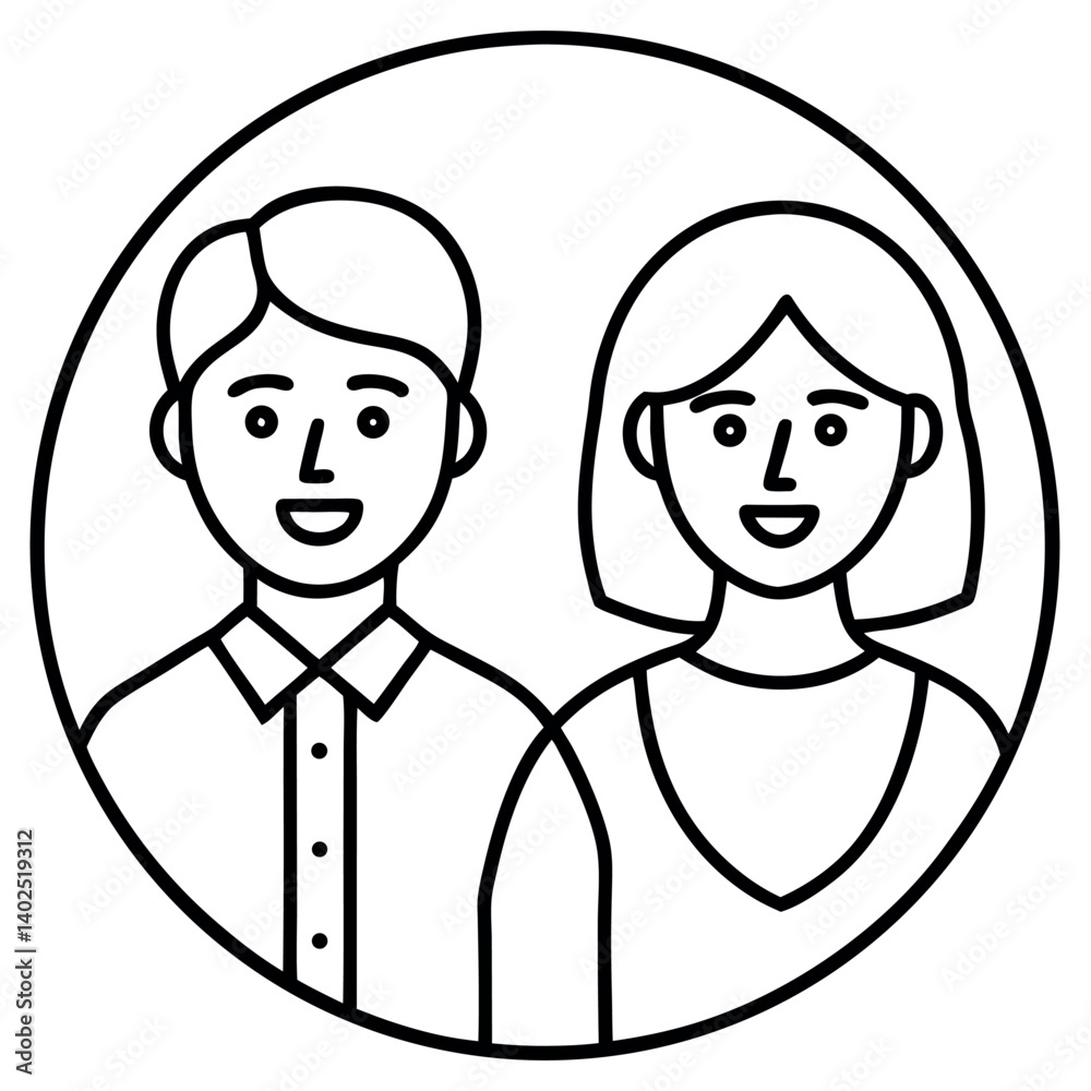 Simple Line Art Profile Icons of Diverse People Simple Line Art Profile Icons of Diverse People