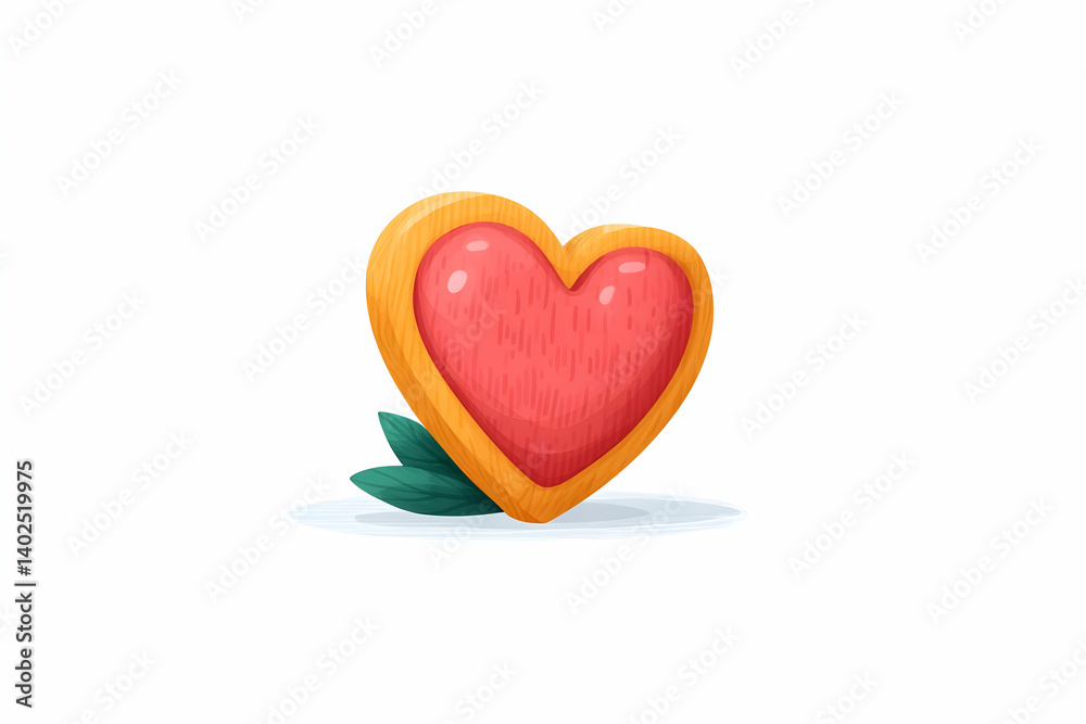 Fototapeta premium Heart-shaped cookie with leaves