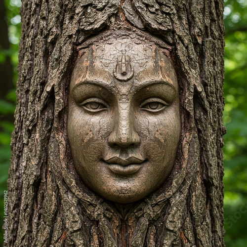 Serene Stone Carving of a B...