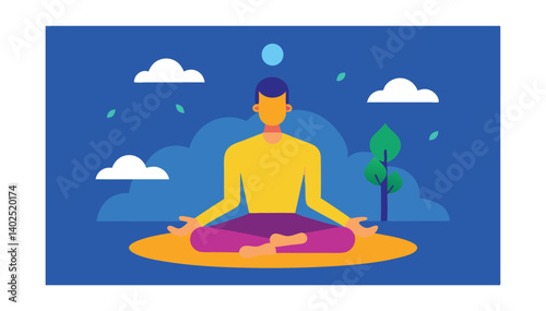 Peaceful Man Meditating Outdoors in a Serene Setting