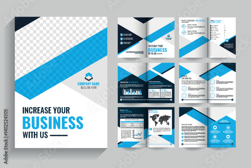Modern & Creative 12 page  bi fold Business Brochure Template, Professional Company Profile Brochure Design