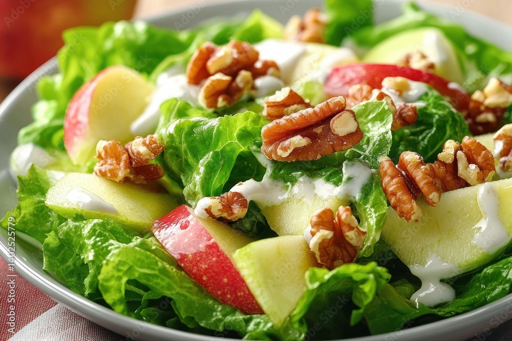Fresh Vibrant Salad with Apples Walnuts and Creamy Dressing Fresh Vibrant Salad with Apples Walnuts and Creamy Dressing