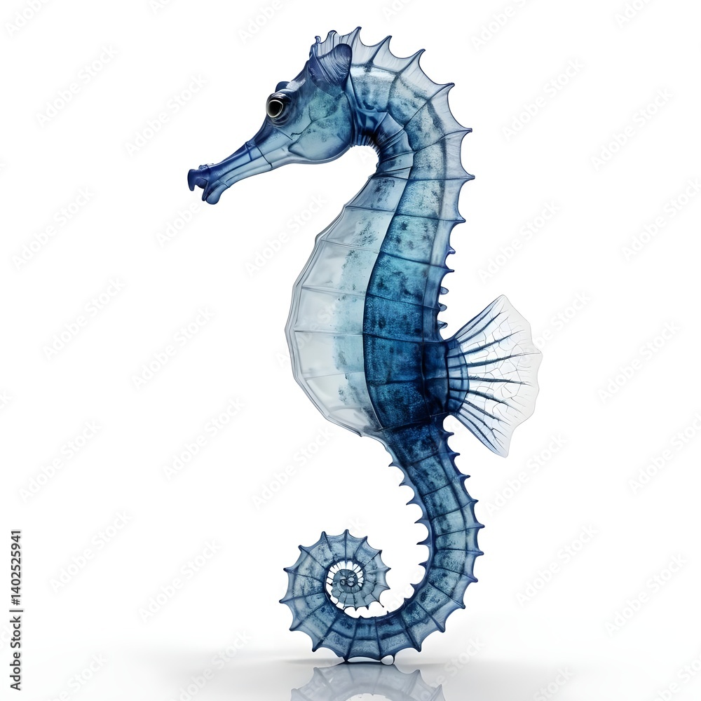 Fototapeta premium Blue Seahorse, Detailed 3D Render