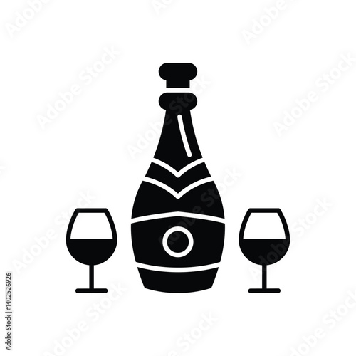 Champagne Bottle Icon vector stock illustration