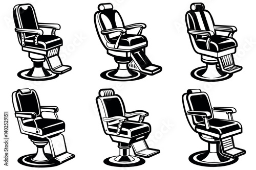 Variety of Barber Chairs in Bold Black and White Design