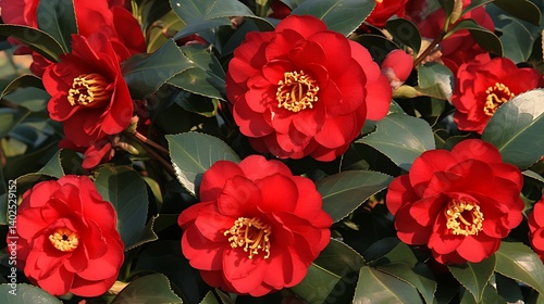 Red Camellias in Bloom photo