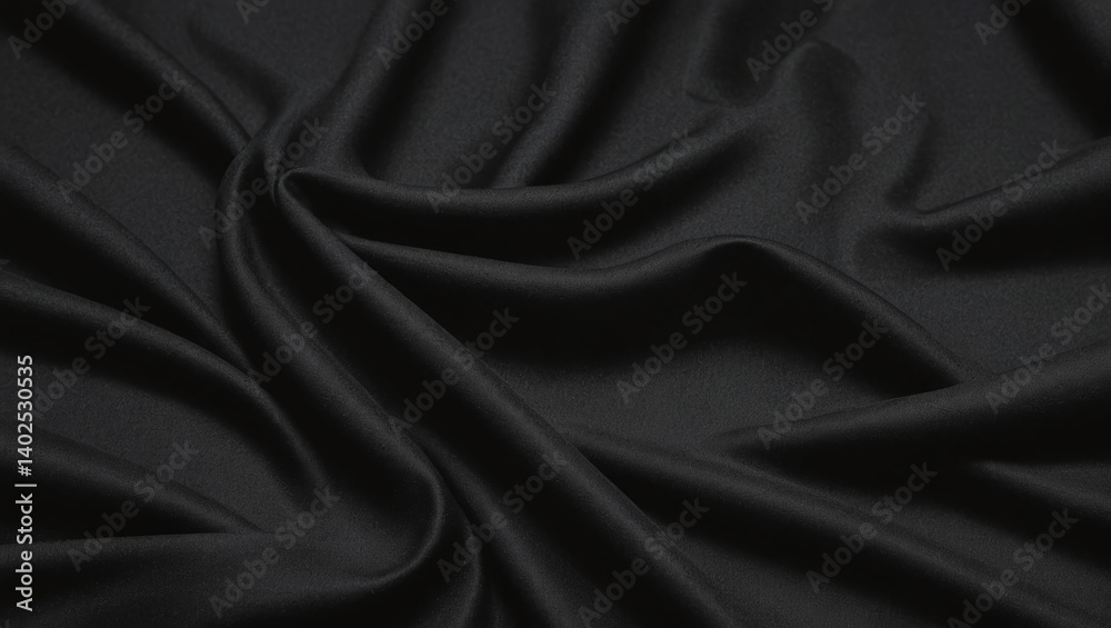 Obraz premium Abstract Black Fabric Texture Elegant Draped Background Image
