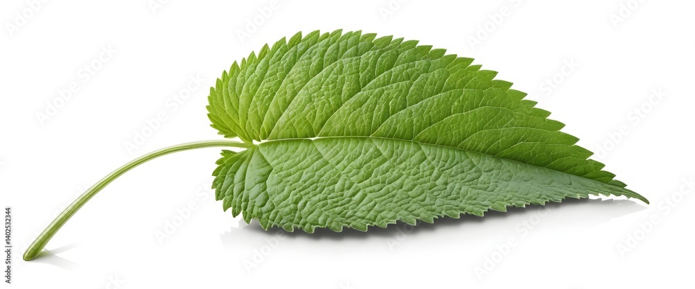Fototapeta premium Single Green Leaf Isolated on White
