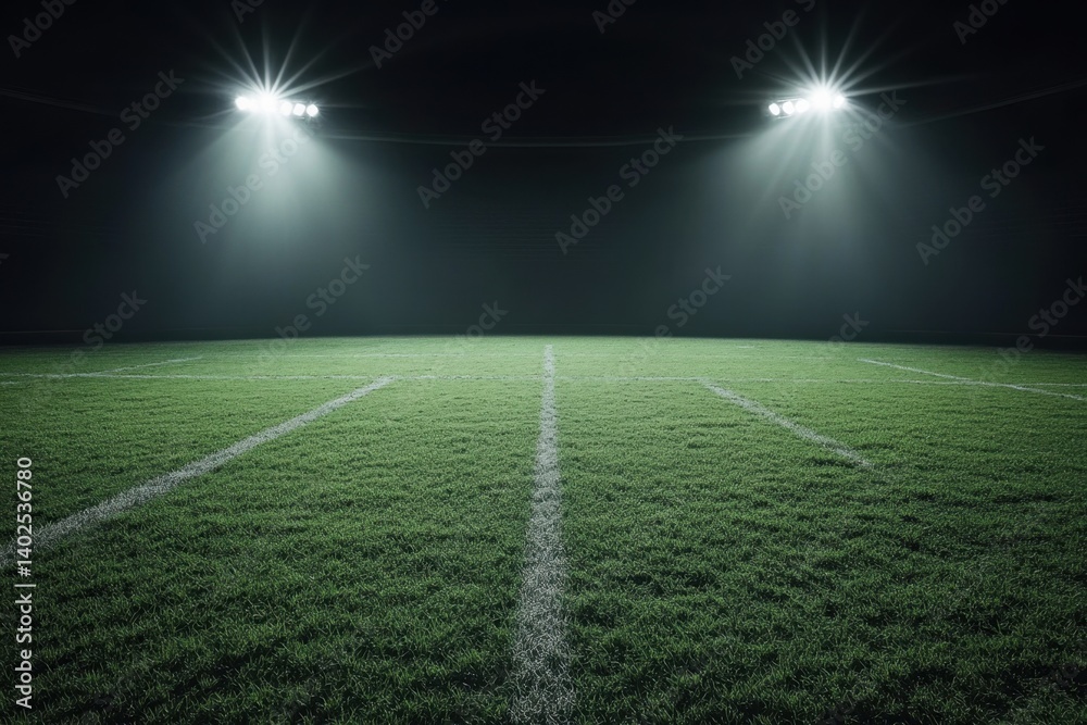 Obraz premium Empty football field at night (1)