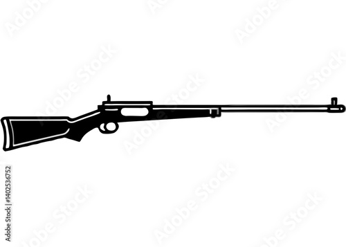 Black and White Rifle Silhouette Vector – Scope, Barrel & Stock Outline