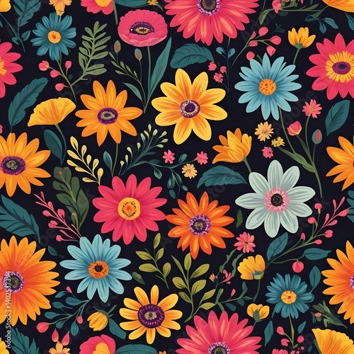 Vibrant Floral Seamless Pattern