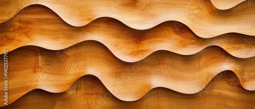 Abstract geometric wooden brown 3d texture wall with shape shapes of smooth waves wave and curves curve textured background pattern illustration, business design