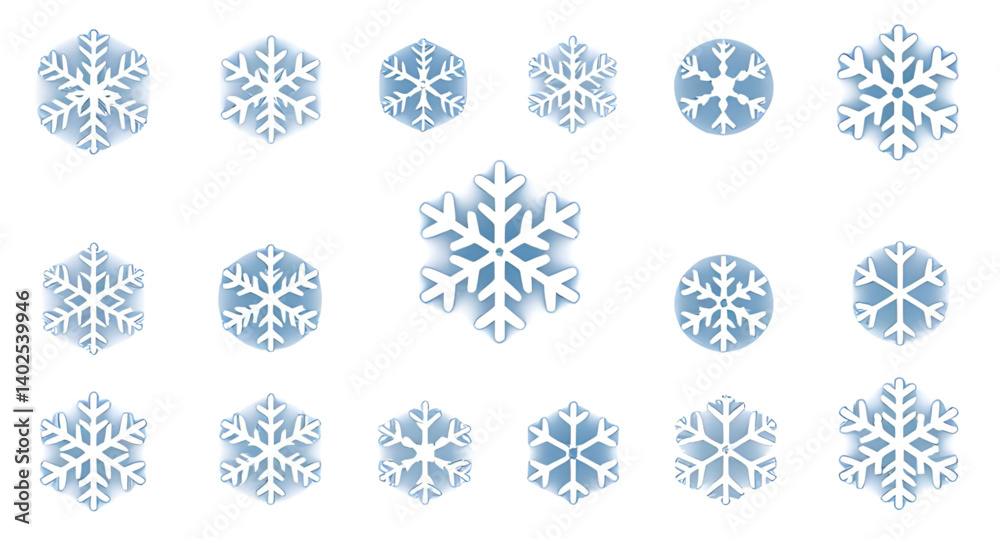 set of snowflakes set of snowflakes