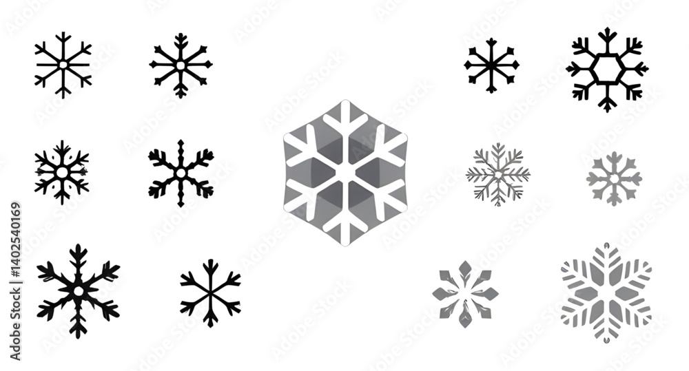 set of snowflakes set of snowflakes