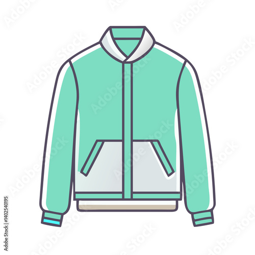 Stylish Mint Green Bomber Jacket with Contrasting Panels and Cuffs